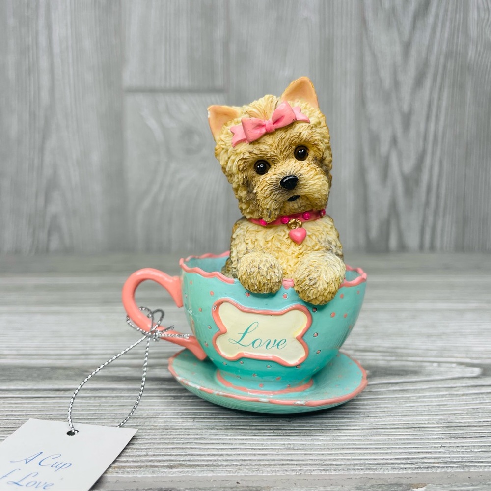 Hamilton Collection Brimming w/ Personali-tea Terrier Yorkshire love trinket